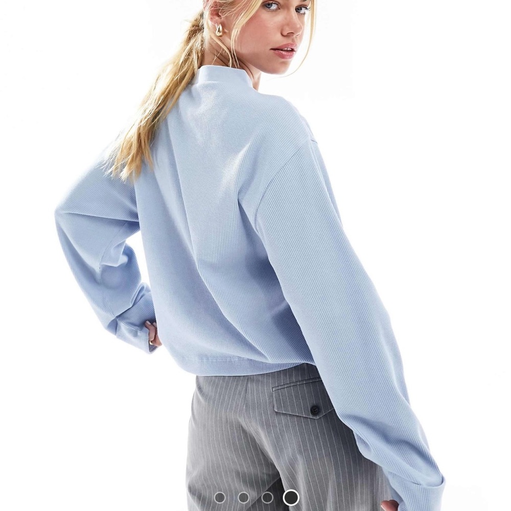 asos design slouchy long sleeve t-shirt in mid blue - size M - Picture 4 of 4